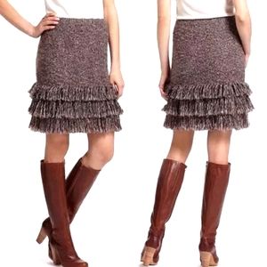 Sparrow Brown Alpaca Wool Fringe Pencil Skirt XS